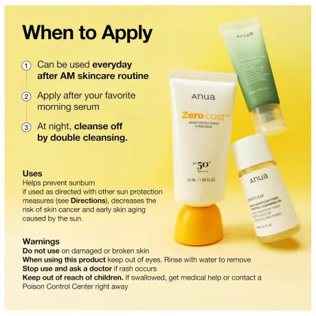 ANUA Zero-Cast Moisturizing Finish Sunscreen