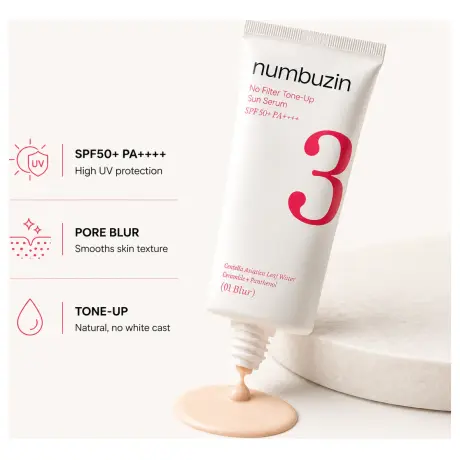 Numbuzin No.3 No Filter Tone-Up Sun Serum 01 Blur