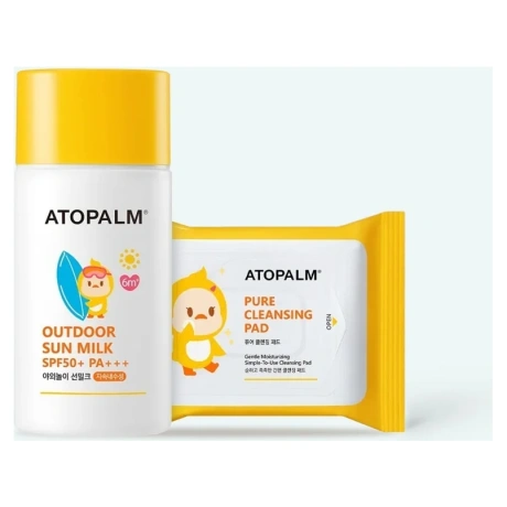 ATOPALM Outdoor Sun Milk SPF50+ Pa+++ Special Set (Outdoor Sun Milk SPF50+ Pa+++ and Pure Cleansing Pad)